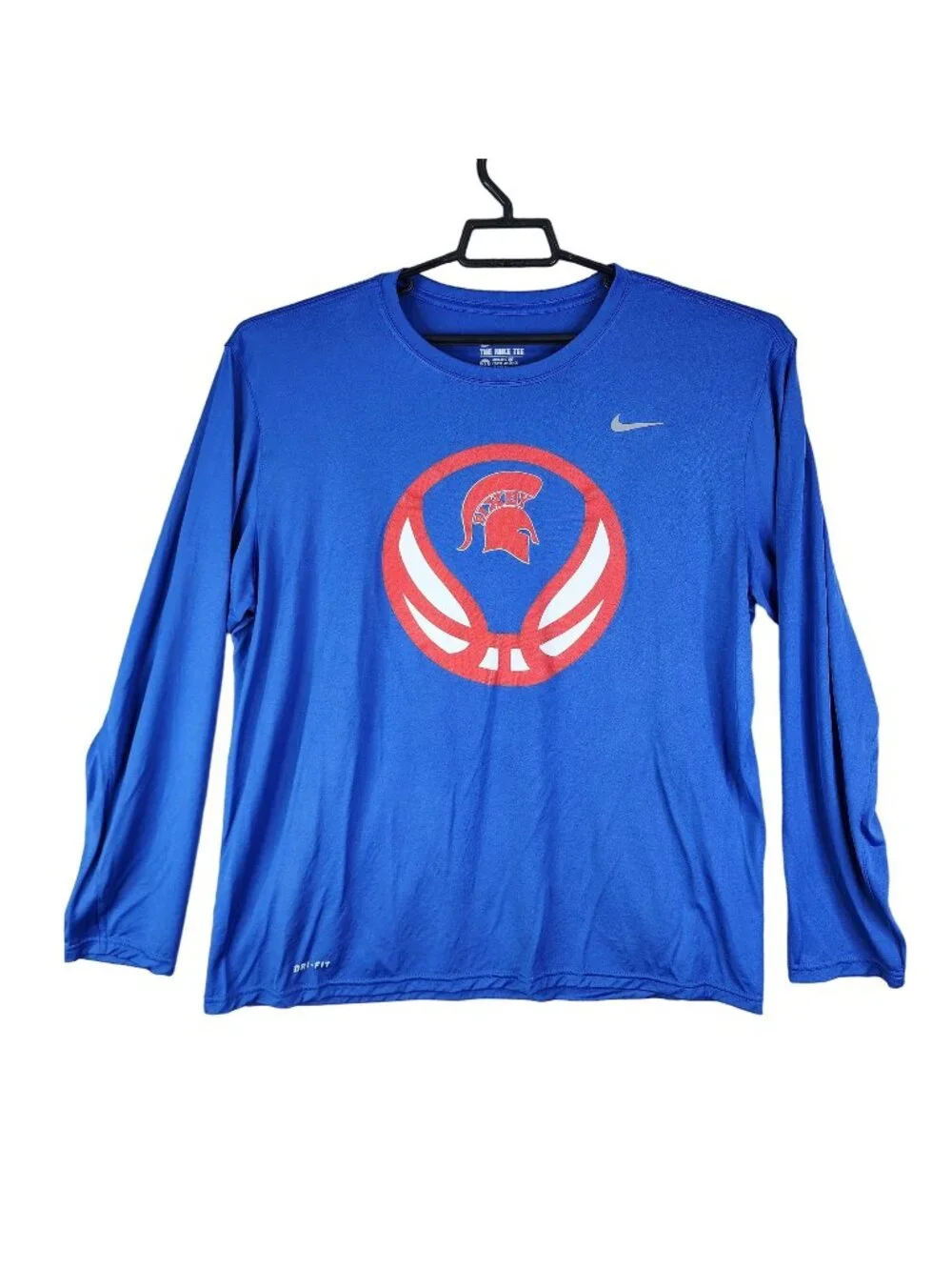 Mens Blue The Nike Tee Athletic Cut Long Sleeve T Shirt Dri-Fit Polyester XL